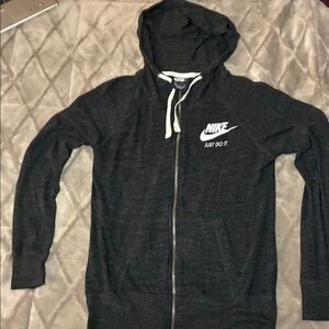 Nike Women’s Dark Gray Full-Zip Hoodie with White Logo